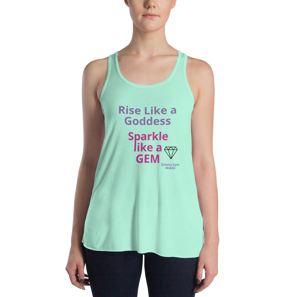Rise & Sparkle Women's Flowy Racerback Tank - Stiletto Gym Mobile