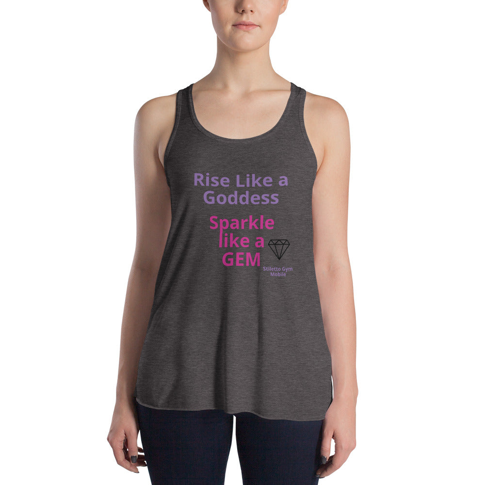 Rise & Sparkle Women's Flowy Racerback Tank - Stiletto Gym Mobile