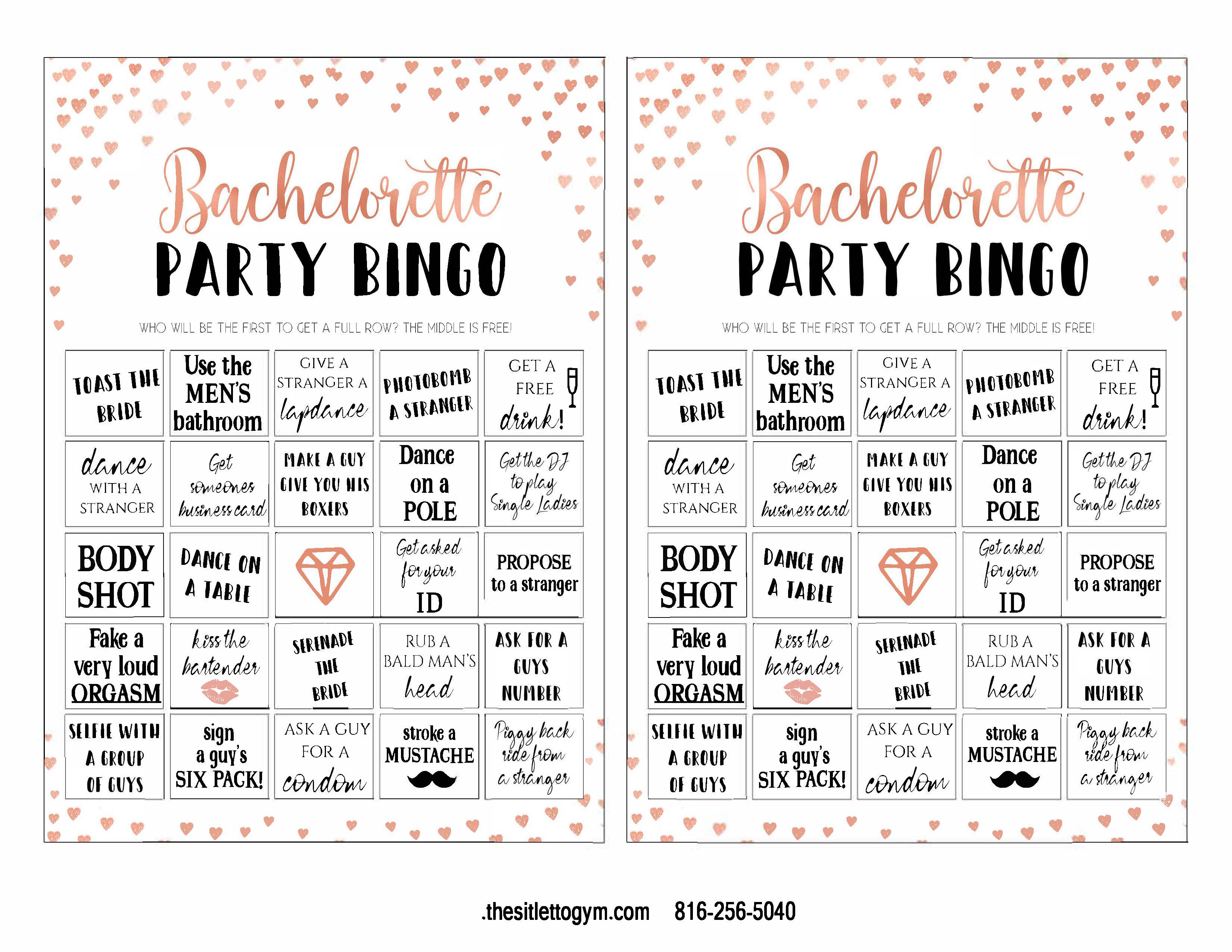 Bachelorette Bingo – Stiletto Gym Mobile