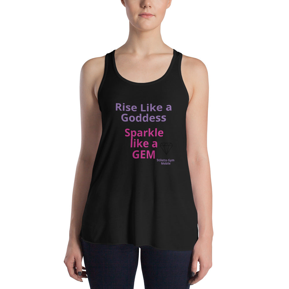 Rise & Sparkle Women's Flowy Racerback Tank - Stiletto Gym Mobile